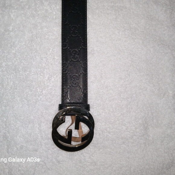 Gucci logo embossed black leather belt Mens - Picture 1 of 3